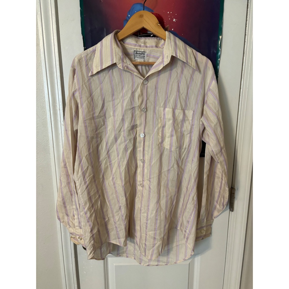 Vintage Van Heusen Hampshire House Striped Button Down Shirt 16 33 60s